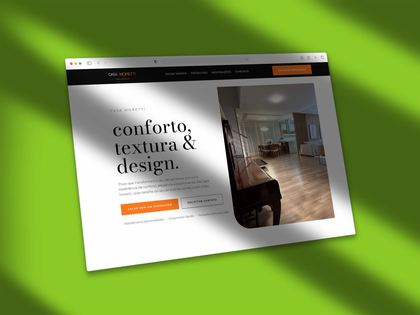 Casa Moretti: site de loja de pisos e revestimentos em Joinville